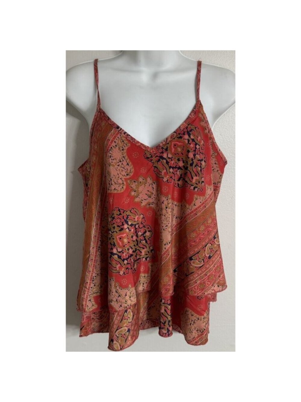 Sleeveless Cami Blouse Layered Boho Paisley